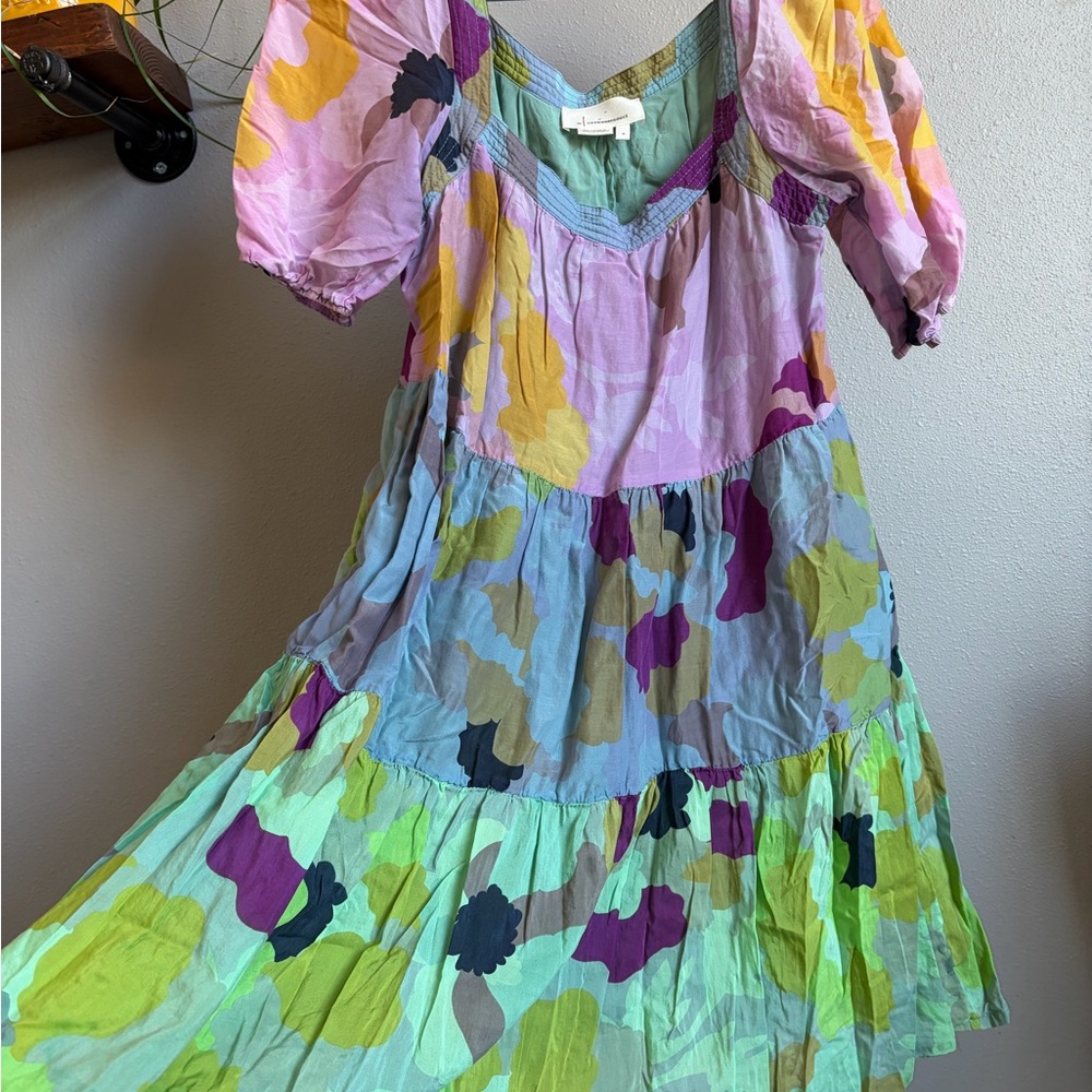 Anthropologie Pastel Multicolor Tiered Dress - Mint, Lavender, Lilac